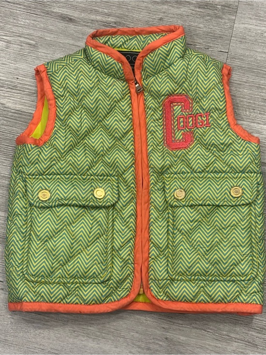 COOGI Other - COOGI Kids Green Chevron Vest with Orange Trim girls 18m fall outdoor active